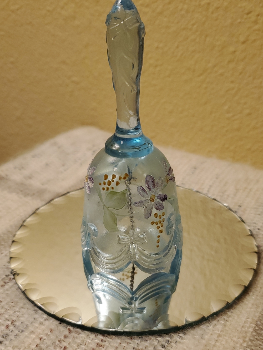 Fenton Blue Hand-Painted Decorative Glass Bell